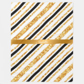 Stripes Gold Glitzer Black Boho Populäre Kollektio Fleecedecke (Vorderseite)