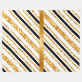 Stripes Gold Glitzer Black Boho Populäre Kollektio Fleecedecke (Vorderseite (Horizontal))