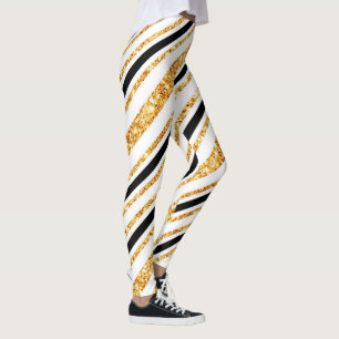 Stripes Gold Glitzer Black Boho Populäre Kollektio Leggings