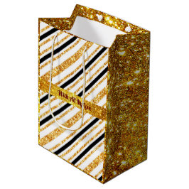Stripes Gold Glitzer Black Boho Populäre Kollektio Mittlere Geschenktüte