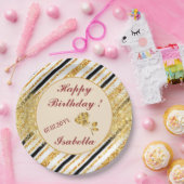 Stripes Gold Glitzer Black Boho Populäre Kollektio Pappteller (Party)