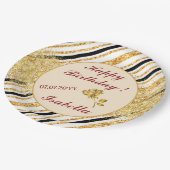 Stripes Gold Glitzer Black Boho Populäre Kollektio Pappteller (Schrägansicht)