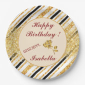 Stripes Gold Glitzer Black Boho Populäre Kollektio Pappteller (Vorderseite)