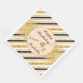 Stripes Gold Glitzer Black Boho Populäre Kollektio Serviette (Ecke)