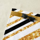 Stripes Gold Glitzer Black Boho Populäre Kollektio Strandtuch (Beispiel)