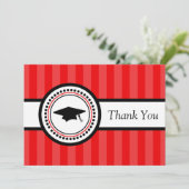 Stripes Graduation Cap Danke Karte (rot) (Stehend Vorderseite)