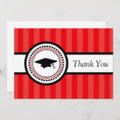 Stripes Graduation Cap Danke Karte (rot) (Vorne/Hinten)