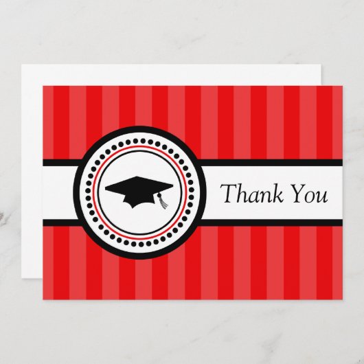 Stripes Graduation Cap Danke Karte (rot) (Vorne/Hinten)