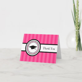 Stripes Graduation Cap Dankeschön Karte (Hot Pink)