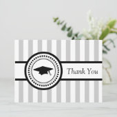 Stripes Graduation Cap Dankeschön Karte (Silber) (Stehend Vorderseite)