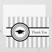 Stripes Graduation Cap Dankeschön Karte (Silber) (Vorne/Hinten)