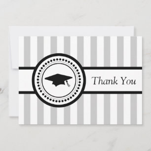 Stripes Graduation Cap Dankeschön Karte (Silber)