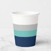 Stripes, grau, Aquamarin Pappbecher (Vorderseite)