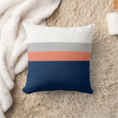 Stripes, grau-korallenfarbene Streifen Kissen (Decke)