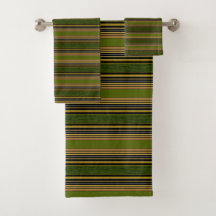 Stripes Green Gold Black Badetuch Set
