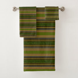 Stripes Green Gold Black Badetuch Set