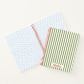 Stripes Green Red Retro Calligraphy Notizblock (Innenseite)