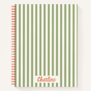 Stripes Green Red Retro Calligraphy Notizblock