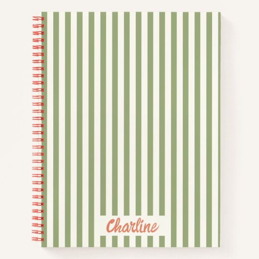 Stripes Green Red Retro Calligraphy Notizblock (Vorderseite)