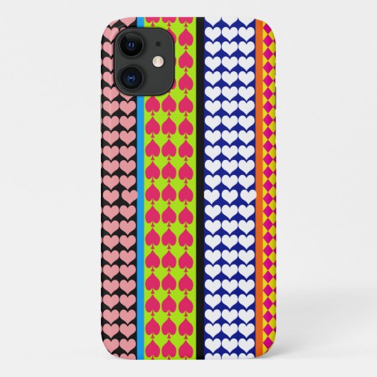 Stripes Hearts Diamonds Boho Mischdesign Case-Mate iPhone Hülle (Rückseite)