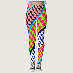 Stripes Hearts Diamonds Boho Mischdesign Leggings