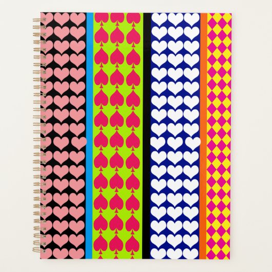 Stripes Hearts Diamonds Boho Mischdesign Planer (Vorderseite)
