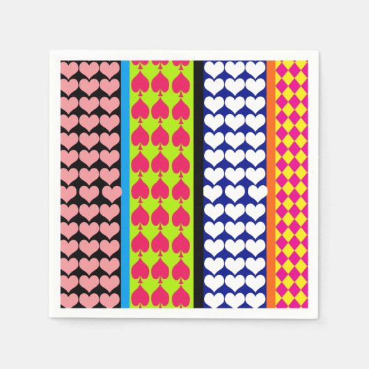 Stripes Hearts Diamonds Boho Mischdesign Serviette (Vorderseite)