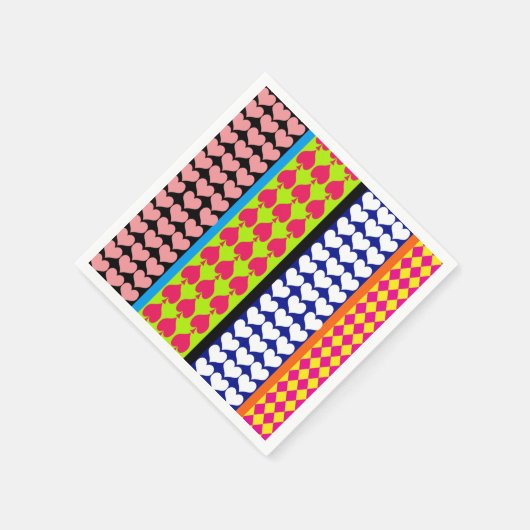 Stripes Hearts Diamonds Boho Mischdesign Serviette (Ecke)