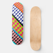 Stripes Hearts Diamonds Boho Mischdesign Skateboard (Vorderseite)