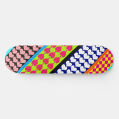 Stripes Hearts Diamonds Boho Mischdesign Skateboard (Horizontal)