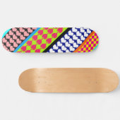 Stripes Hearts Diamonds Boho Mischdesign Skateboard (Horizontal)