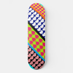 Stripes Hearts Diamonds Boho Mischdesign Skateboard