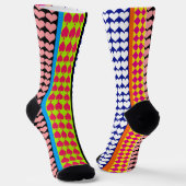 Stripes Hearts Diamonds Boho Mischdesign Socken (Gewinkelt)