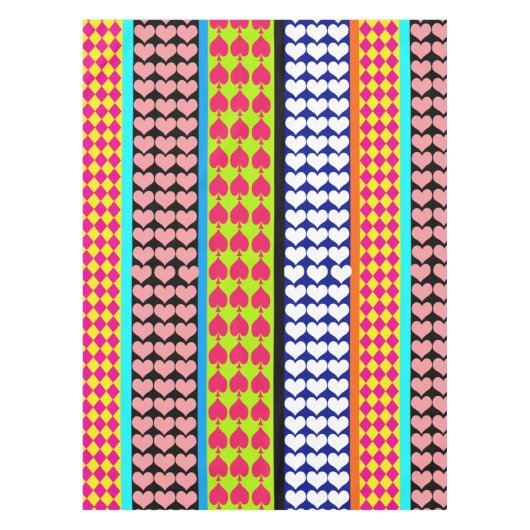 Stripes Hearts Diamonds Boho Mischdesign Tischdecke (Vorderseite)