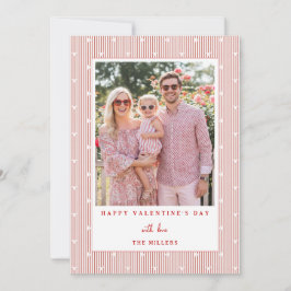 Stripes & Hearts Happy Valentine's Day Photo Card Feiertagskarte