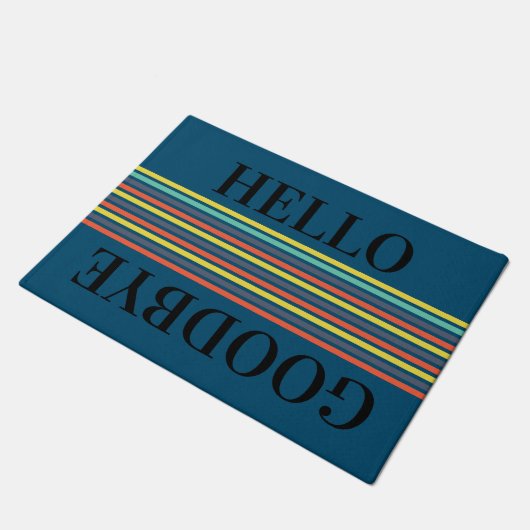 Stripes Hello Goodbye angepasste Doormat Fußmatte (Schrägansicht)