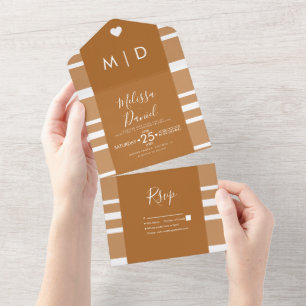 Stripes hören Warme Tones Hochzeit All In One Einladung