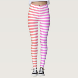 Stripes Horizontal Pink Peach White Classic Leggings
