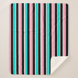 Stripes in Black Pink and Blue Sherpadecke