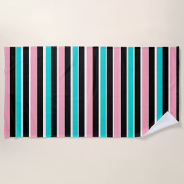 Stripes in Black Pink and Blue Strandtuch