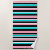 Stripes in Black Pink and Blue Strandtuch (Vorderseite)