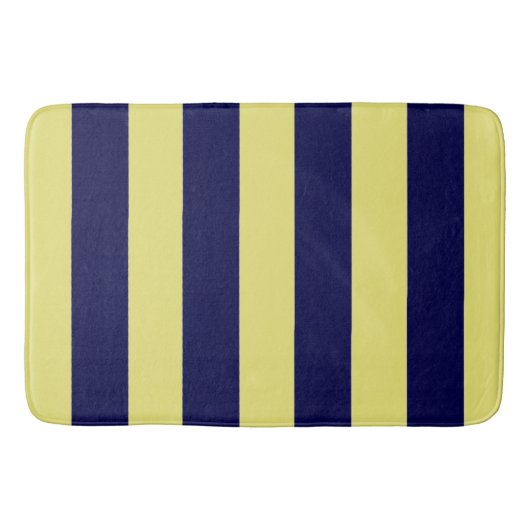 Stripes in Navy Blue and Yellow Badematte (Vorderseite)