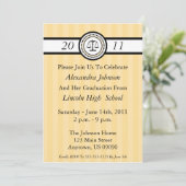 Stripes Law School Graduation Invitations (Gold) Einladung (Stehend Vorderseite)