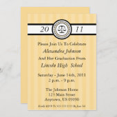 Stripes Law School Graduation Invitations (Gold) Einladung (Vorne/Hinten)