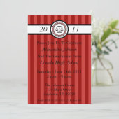 Stripes Law School Graduation Invitations (Maroon) Einladung (Stehend Vorderseite)
