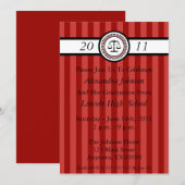 Stripes Law School Graduation Invitations (Maroon) Einladung (Vorne/Hinten)