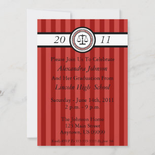 Stripes Law School Graduation Invitations (Maroon) Einladung