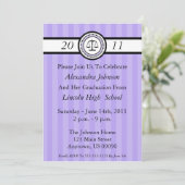 Stripes Law School Graduation Invitations (Violet) Einladung (Stehend Vorderseite)