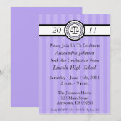 Stripes Law School Graduation Invitations (Violet) Einladung (Vorne/Hinten)