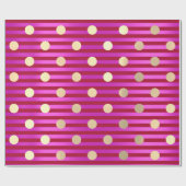 Stripes Line Fuchsia Rosa Red Ruby Polka Dots Gold Geschenkpapier (Flach)